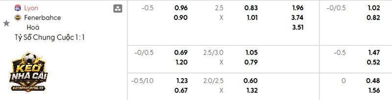 Tỷ lệ kèo Lyon vs Fenerbahce Tỷ lệ kèo Lyon vs Fenerbahce
